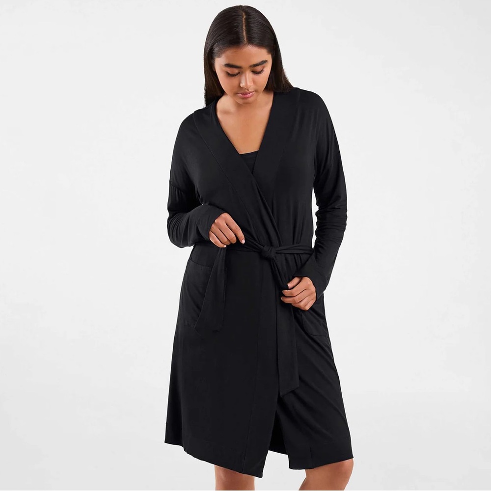 nuuds Black Women's Wrap Robe